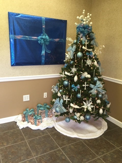 Christmas tree at holiday open house at Air Specialty office